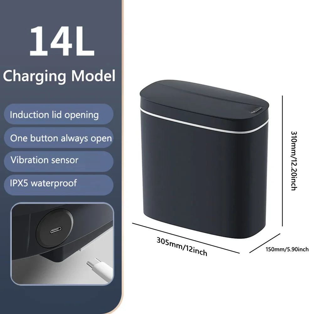 14L Smart Sensor Trash Can with Lid | Touchless Automatic Waste Bin for Kitchen & Bathroom
