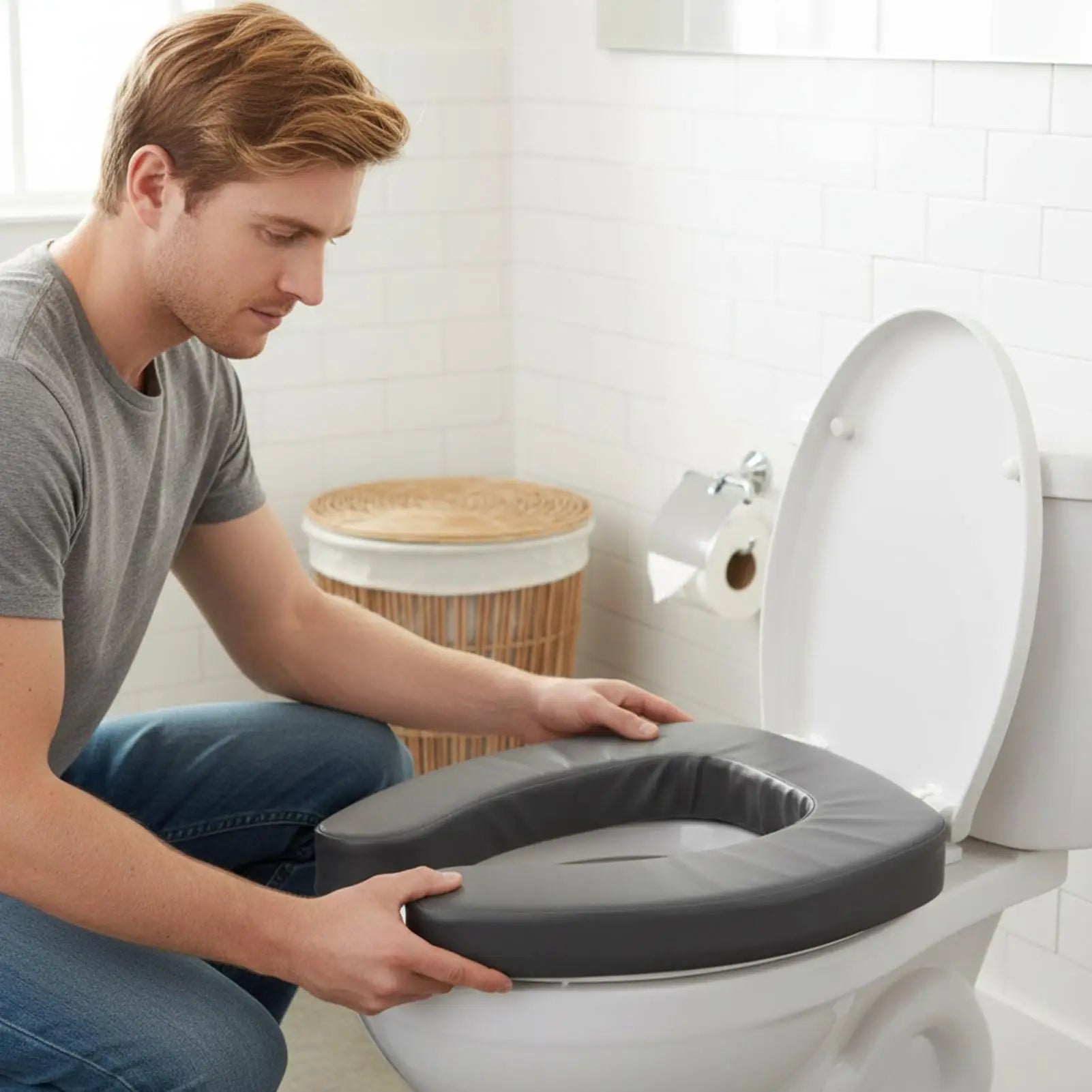 Raised Toilet Seat Cushion – Thick Waterproof U-Shaped Toilet Seat Riser with High-Density Foam for Seniors, Disabled & Post-Surgery Recovery
