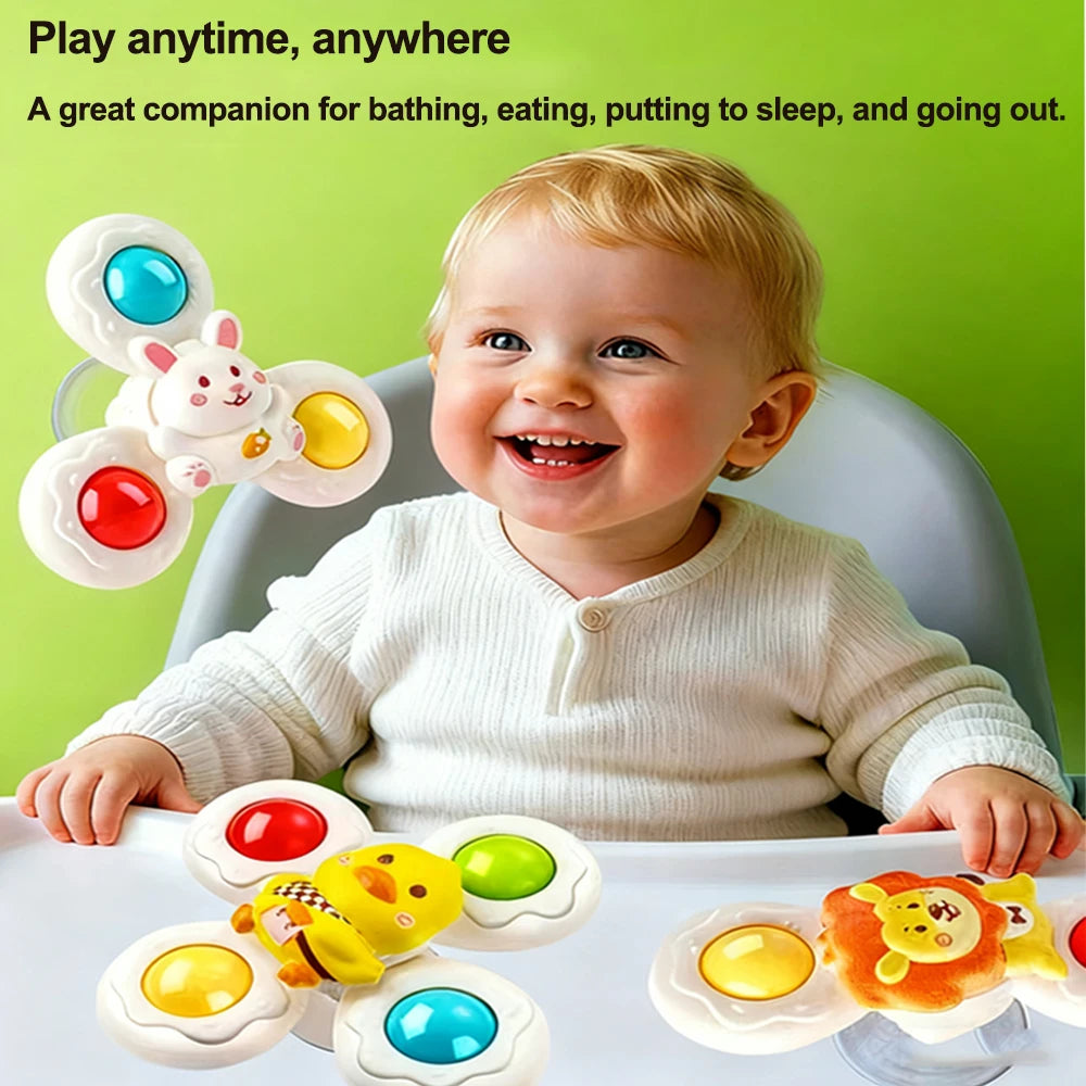 Juguete Giratorio con Ventosa para Bebé, Juego Divertido de Baño, Juguete Educativo para Niños, Aliviador de Estrés Sensorial para Bebés, Regalos de Navidad para Niños