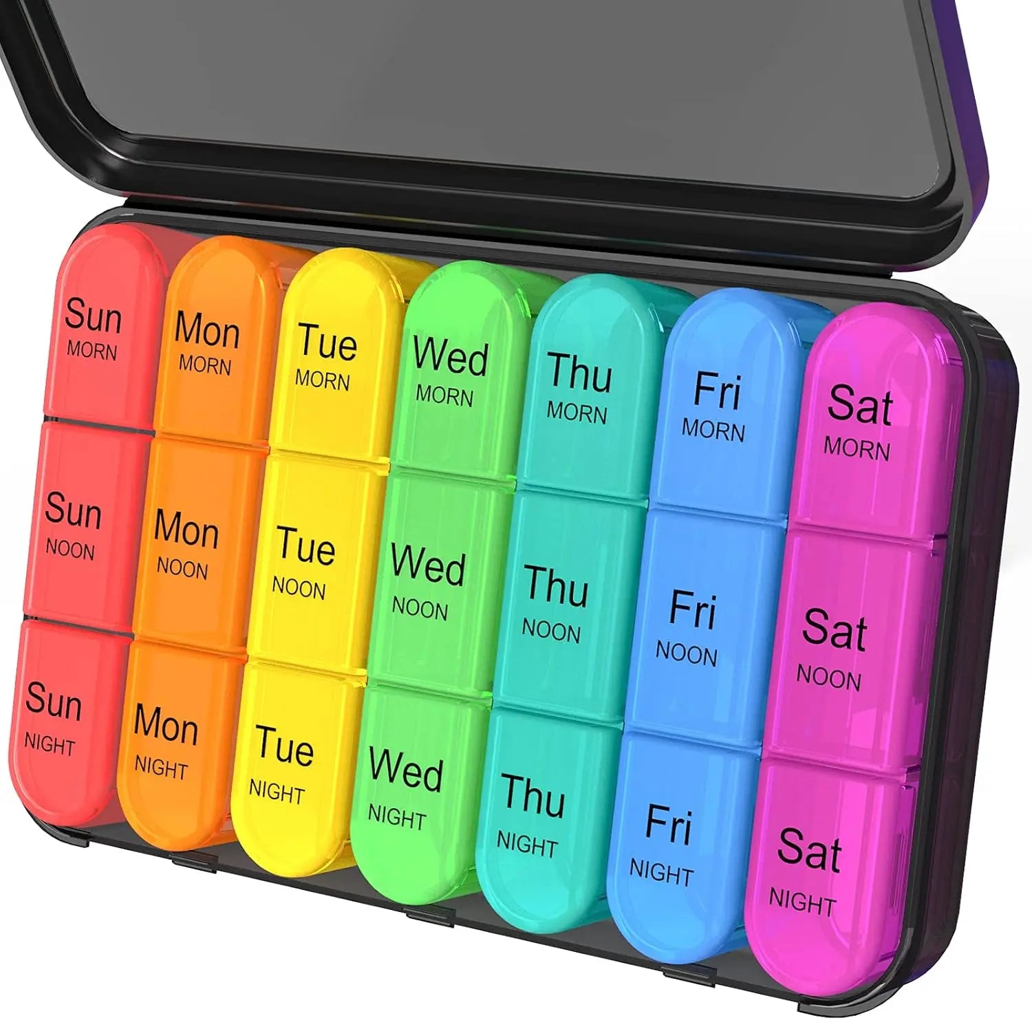 Pastillero organizador 3 tomas al día - Pastillero semanal grande de 7 días para medicamentos con compartimentos individuales para viaje