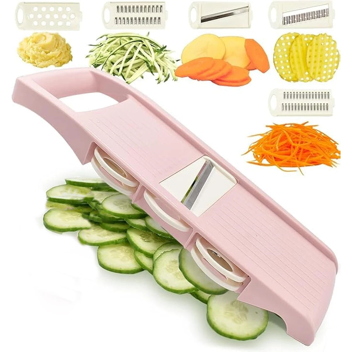 Mandolina 5 en 1 para cocina, cortador de verduras multihoja para patatas fritas, cortador de verduras, cortador de juliana