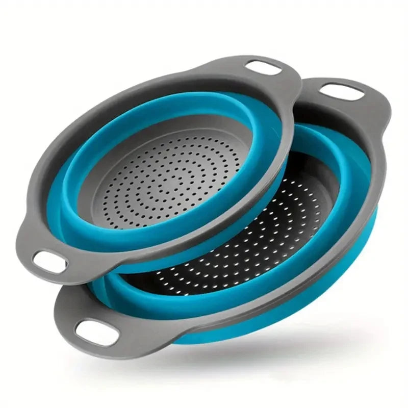 Collapsible Silicone Colander with Handle for Fruit, Vegetable & Kitchen Food Washing