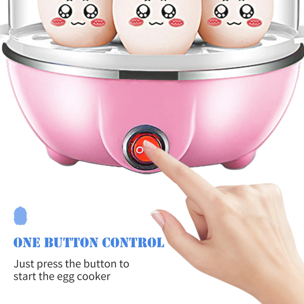 Double Layer Electric Egg Cooker – 14 Egg Automatic Egg Boiler & Food Steamer with Auto Shut-Off and Measuring Cup
