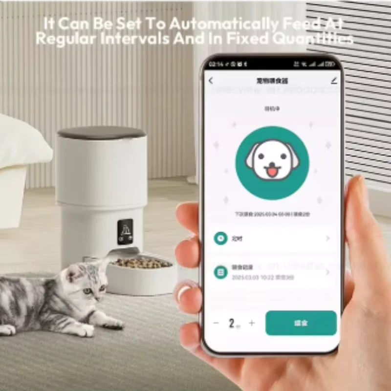 Comedero automático para mascotas de 4 L con WiFi, dispensador inteligente de comida para perros y gatos con control de botón