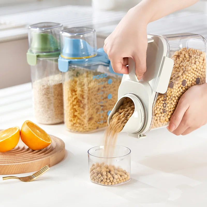 Recipientes herméticos para almacenar alimentos, dispensador de cereales, caja de almacenamiento para cereales, dispensador de arroz, dispensador de granos, organizador de cocina