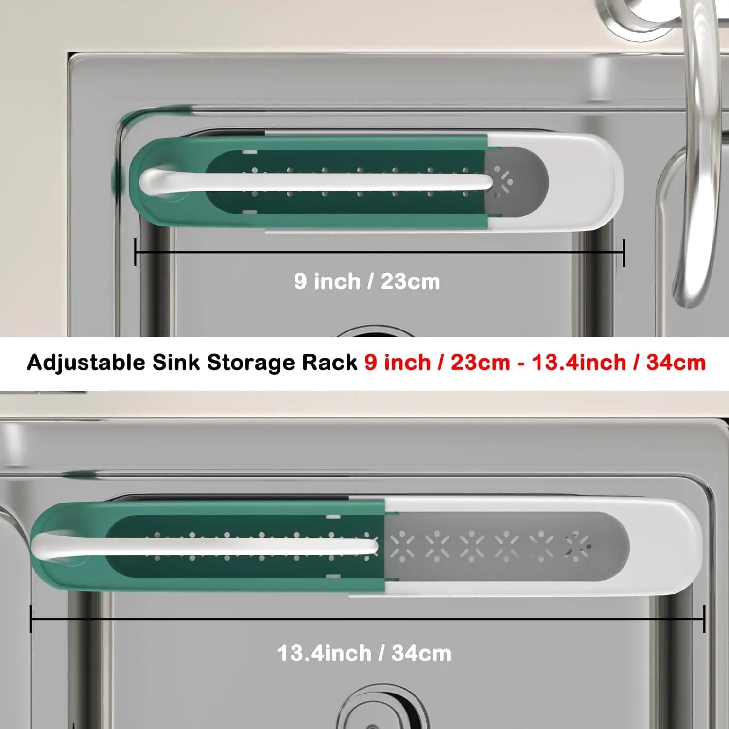 Expandable Sink Organizer Rack with Sponge Holders & Towel Bar