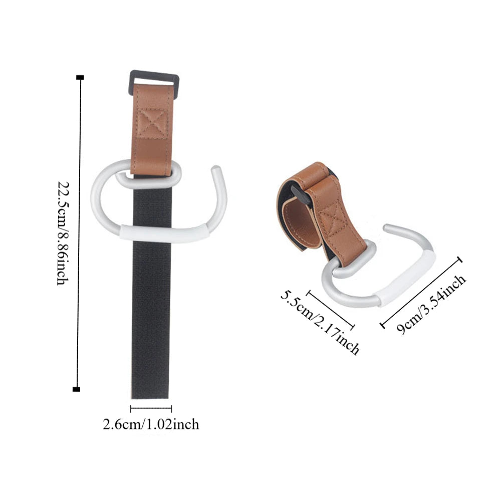 Baby Stroller Hook – Universal PU Organizer Hook for Diaper Bags, Shopping Bags & Stroller Accessories