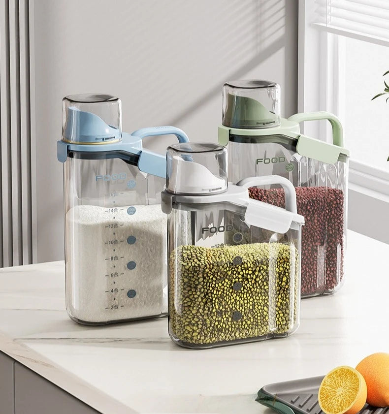 Recipientes herméticos para almacenar alimentos, dispensador de cereales, caja de almacenamiento para cereales, dispensador de arroz, dispensador de granos, organizador de cocina