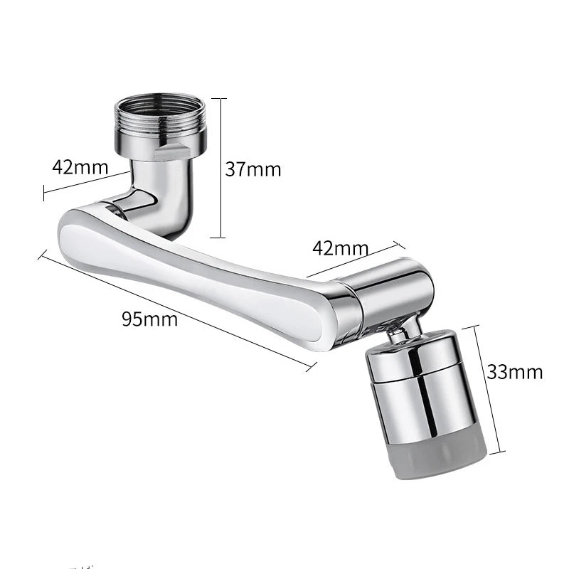 Extensor de grifo de acero inoxidable giratorio 1080°, boquilla pulverizadora para grifo, aireador mezclador de baño universal, 2 modos de pulverización