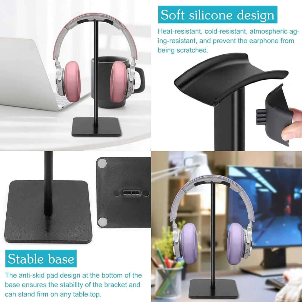 Premium Aluminum Headphone Stand – Universal Desktop Holder for Gaming & Wireless Headsets