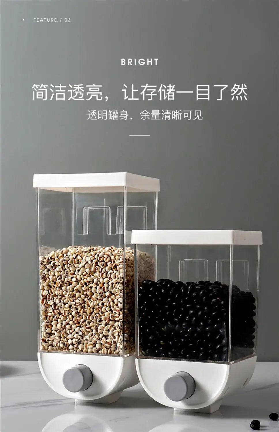 Kitchen Food Storage Dispenser Container for Cereal, Grains & Dry Food Organization
