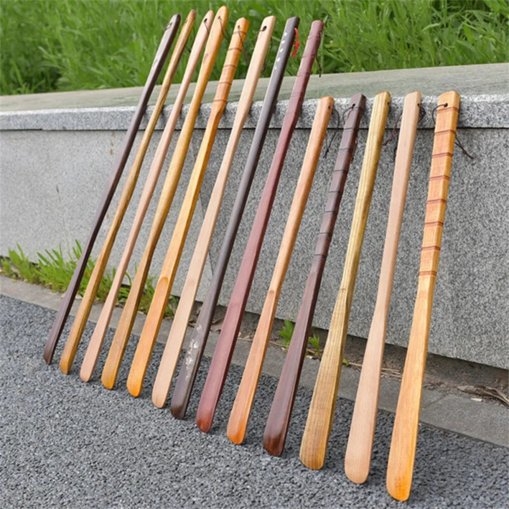 Calzador profesional de mango extralargo, de madera, fácil de usar, para personas mayores, herramienta para ponerse los zapatos.