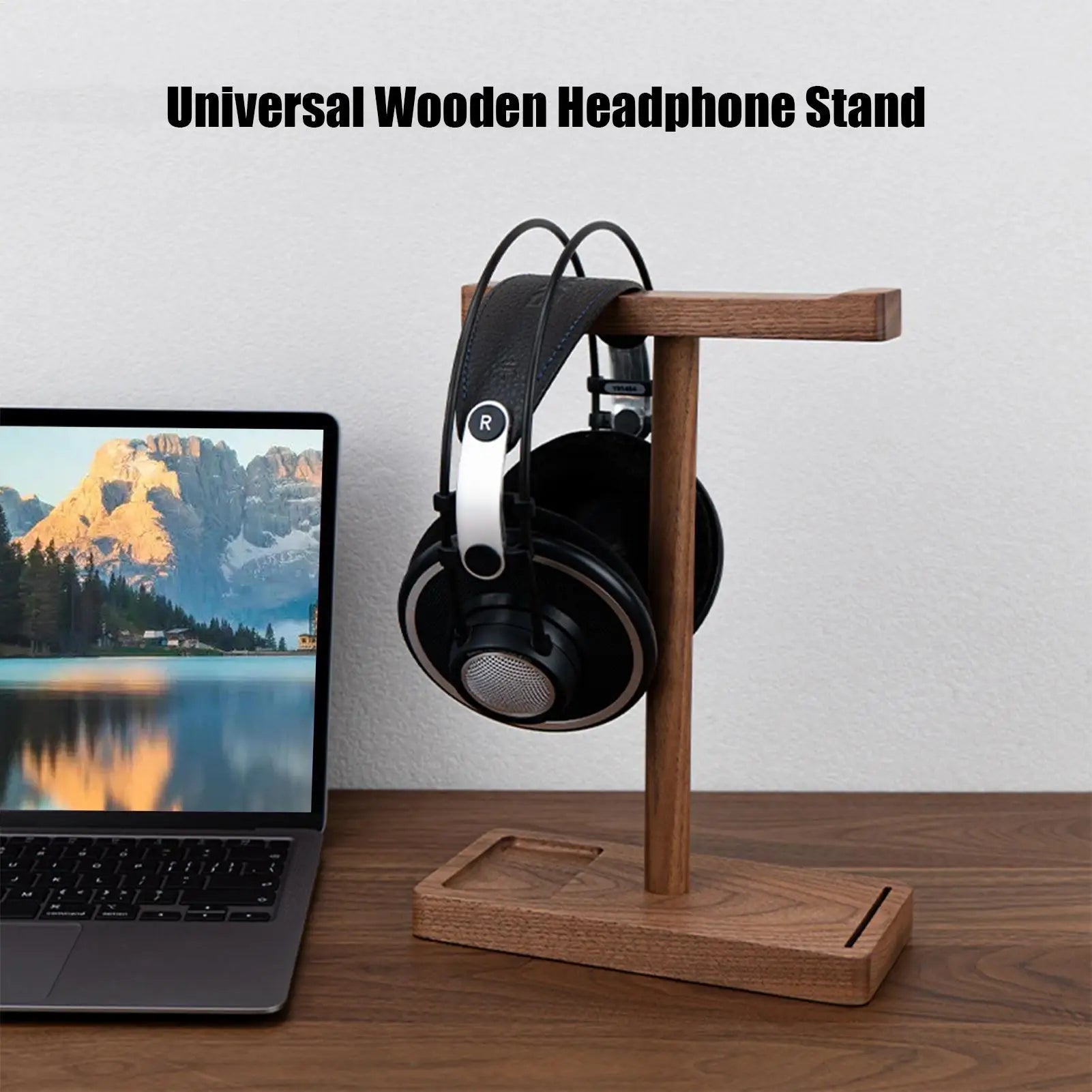 Wooden Headphone Stand Walnut Headphone Rack Rustic Desktop HeElegant Walnut Wood Headphone Stand – Rustic Desktop Organizer for Gaming & Music Headsetsadphone Hanger Universal Headphone Holder for Most Music Game