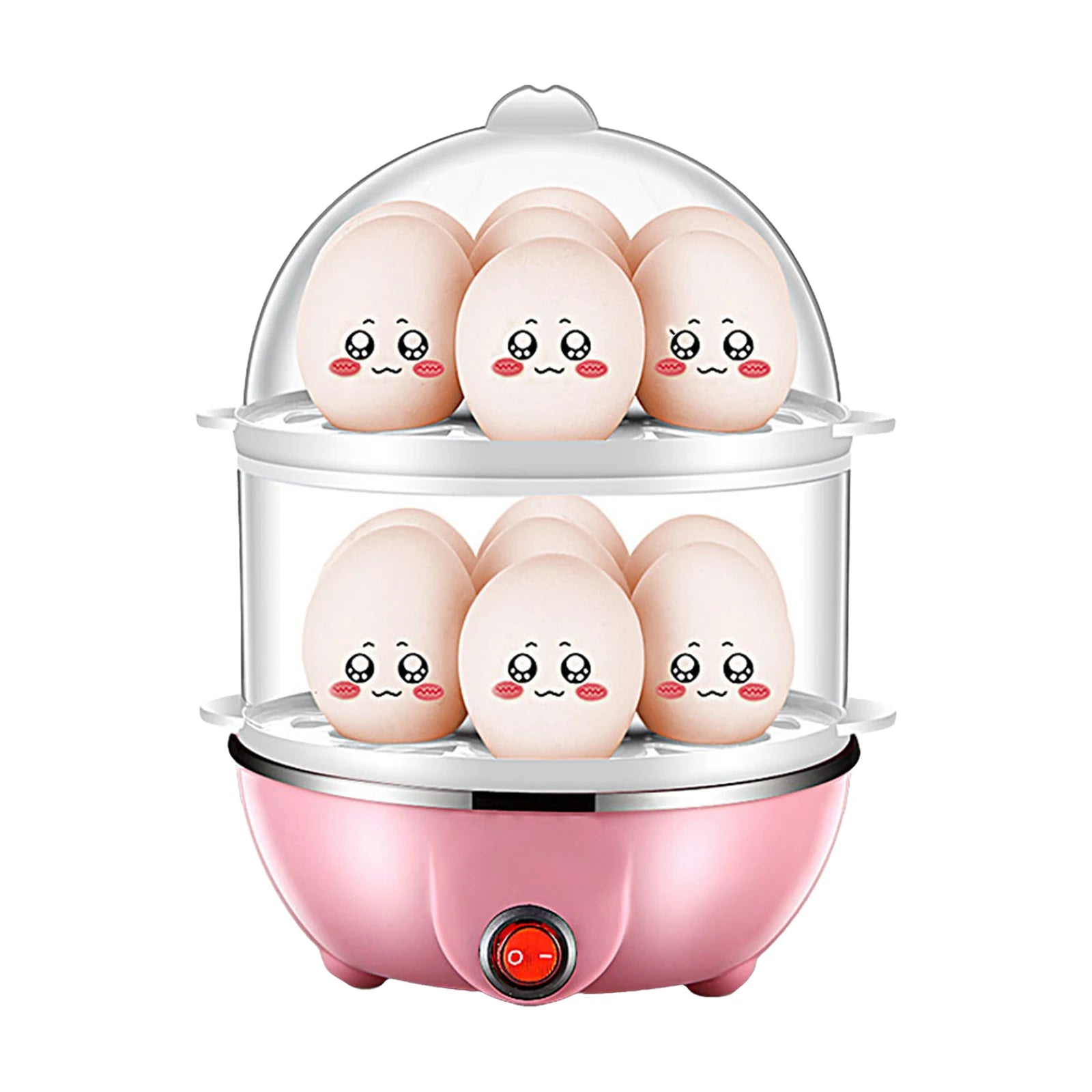 Double Layer Electric Egg Cooker – 14 Egg Automatic Egg Boiler & Food Steamer with Auto Shut-Off and Measuring Cup