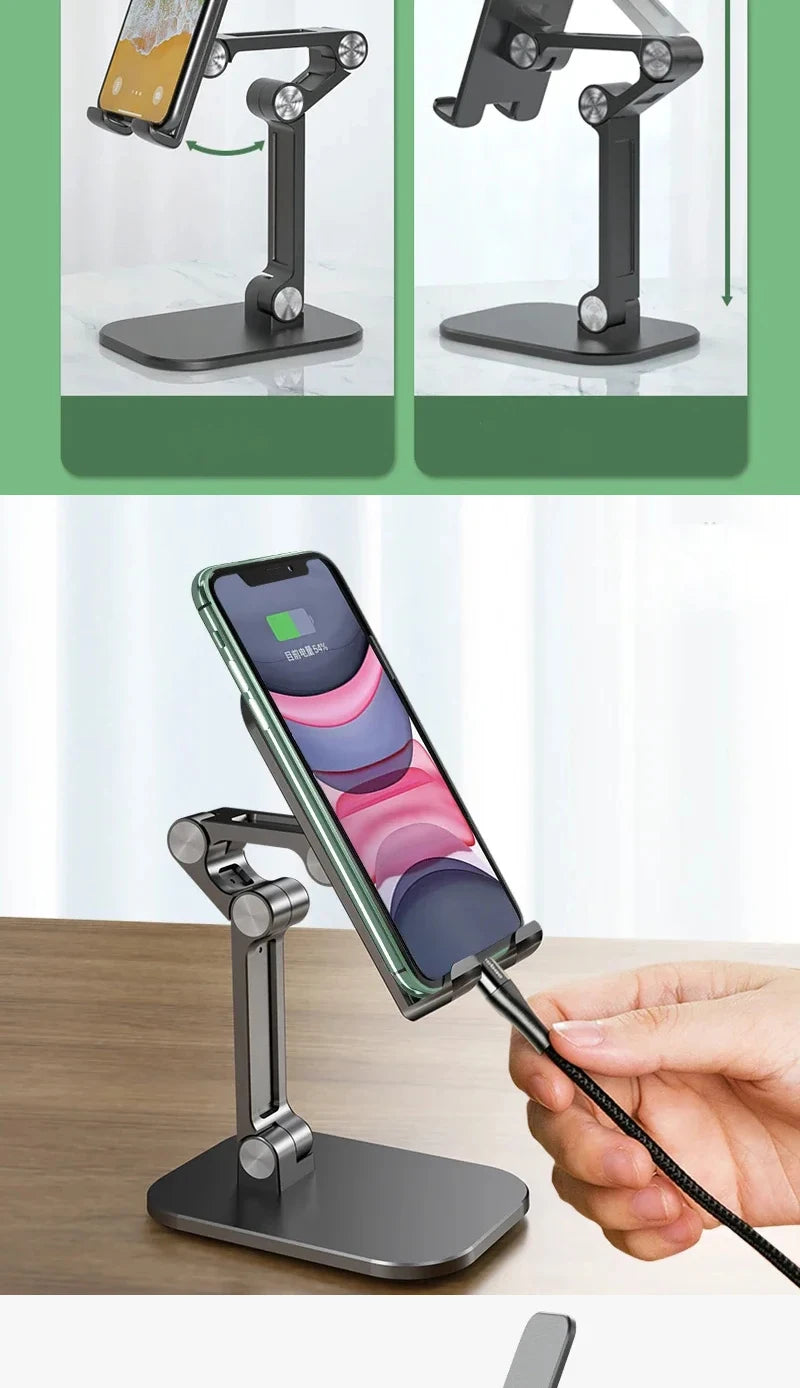 Foldable Adjustable Phone & Tablet Stand – 3-Section Desktop Holder
