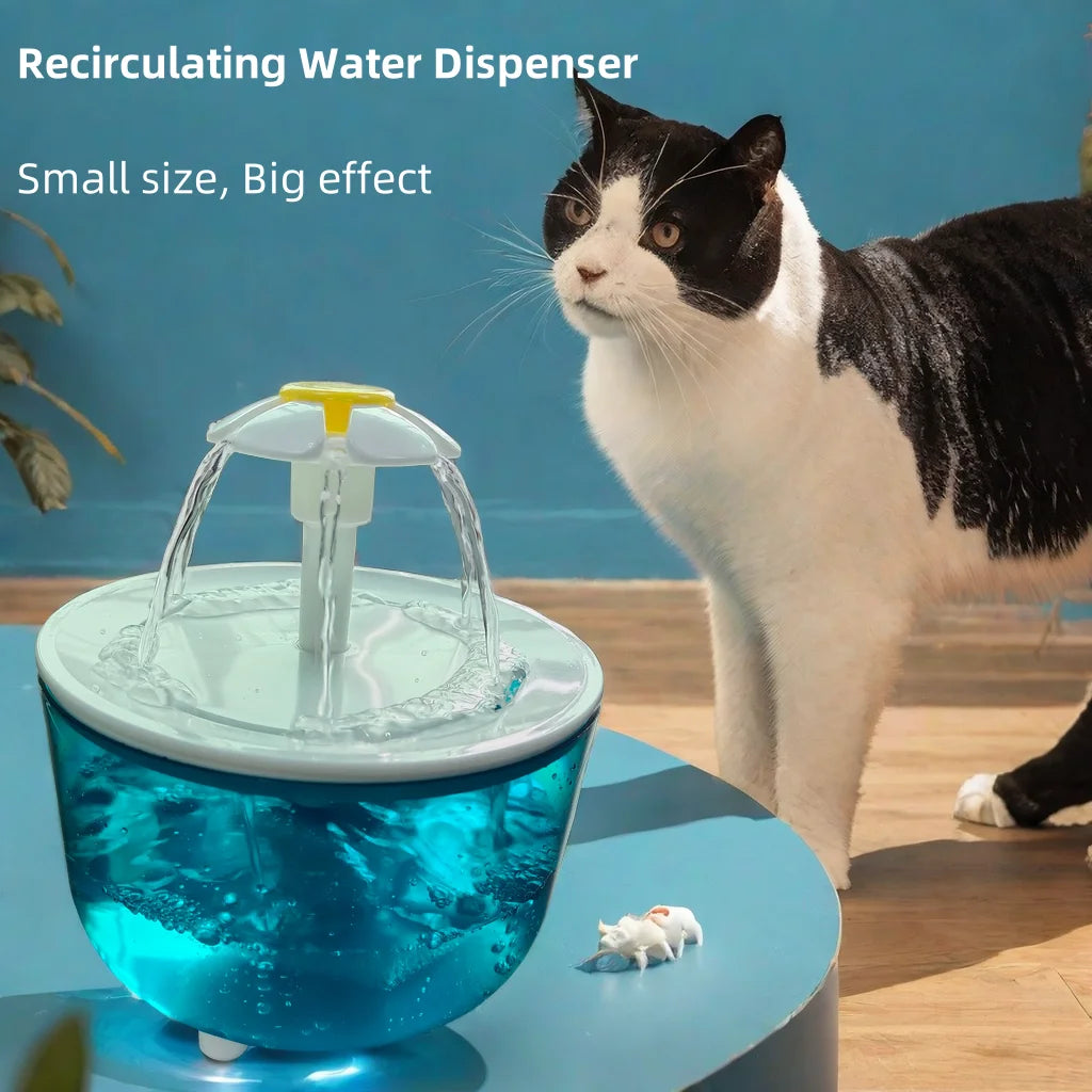 Fuente de Agua para Gatos, Dispensador de Agua Recirculante para Mascotas de 1.2L, Alimentado por USB, Silencioso, con Espuma de Filtro para Gatos y Perros Pequeños