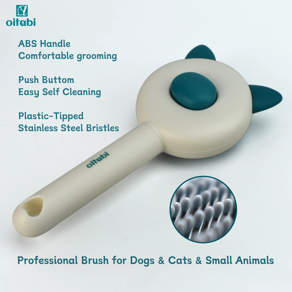 Oitabi Self-Cleaning Slicker Brush – Skin-Friendly Deshedding Grooming Brush for Dogs & Cats