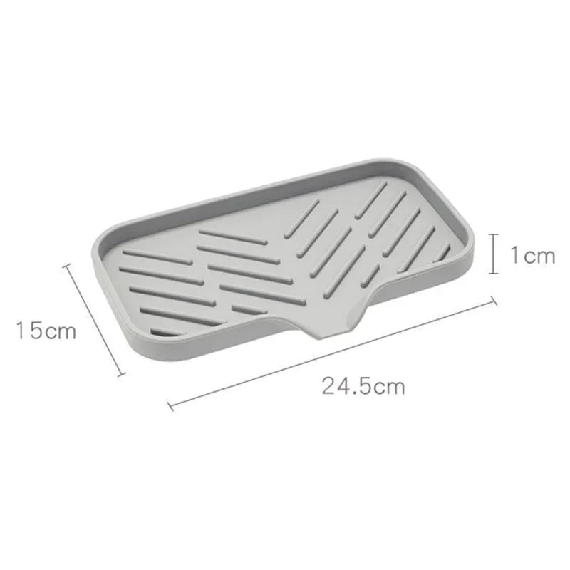 Silicone Sink Organizer Tray with Drain – Soap, Sponge & Brush Holder