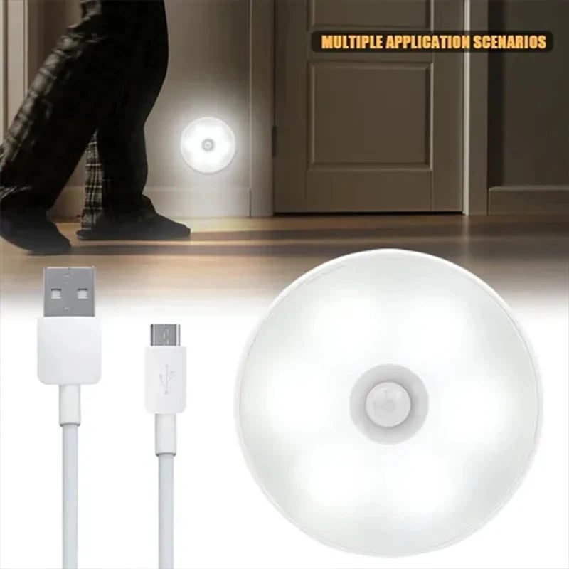 USB Rechargeable Motion Sensor LED Light – Wireless Magnetic Night Light for Closet, Cabinet, Kitchen & Stairs