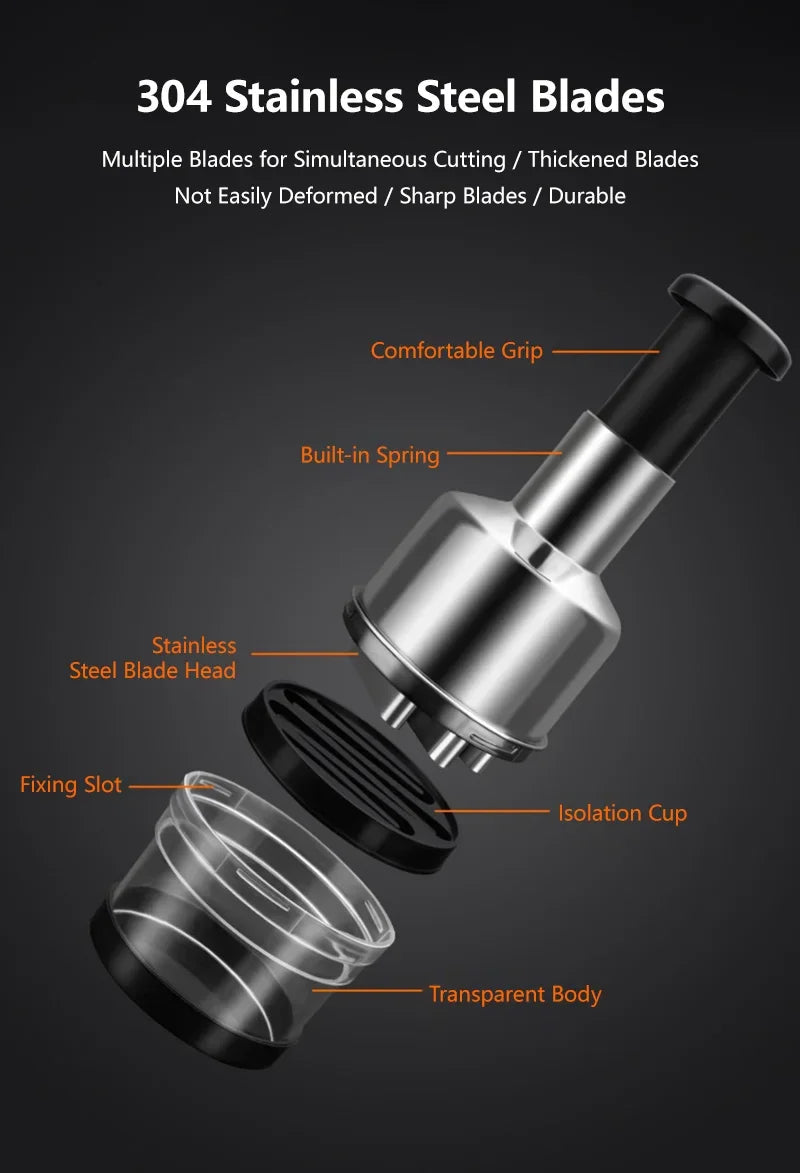 Manual Garlic Press & Mincer – Multi-Function Garlic Crusher & Vegetable Chopper
