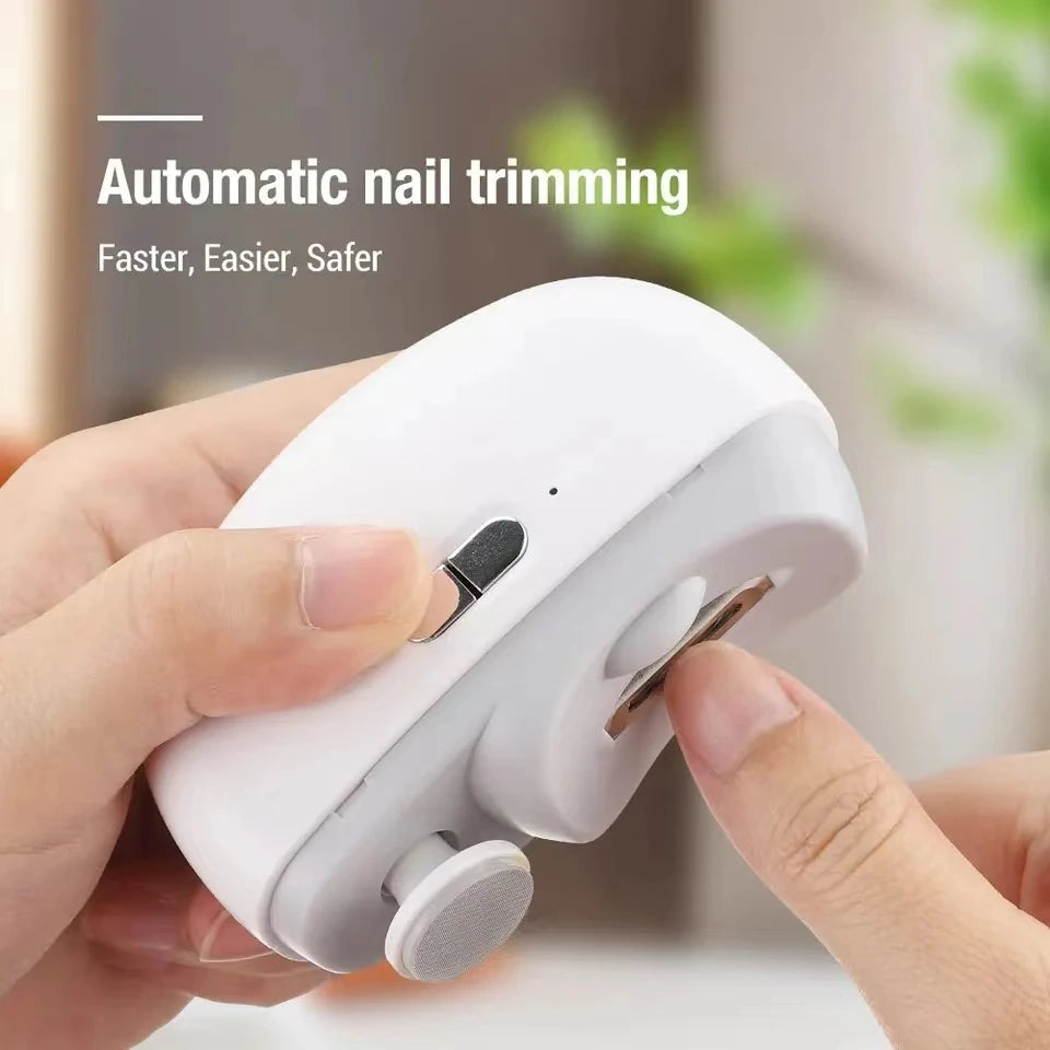 2-in-1 Electric Nail Clipper & Polisher – USB Rechargeable Automatic Nail Grinder with LED Light for Manicure & Nail Care