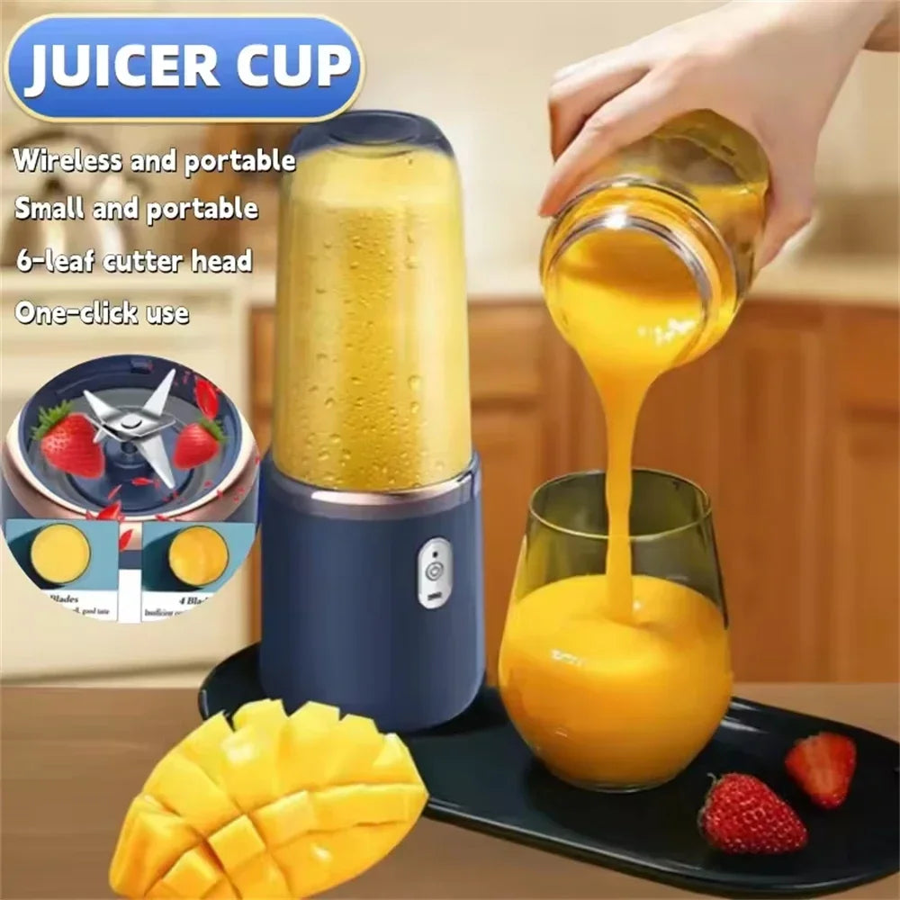 Portable 6-Blade USB Rechargeable Blender for Smoothies, Juices & Baby Food