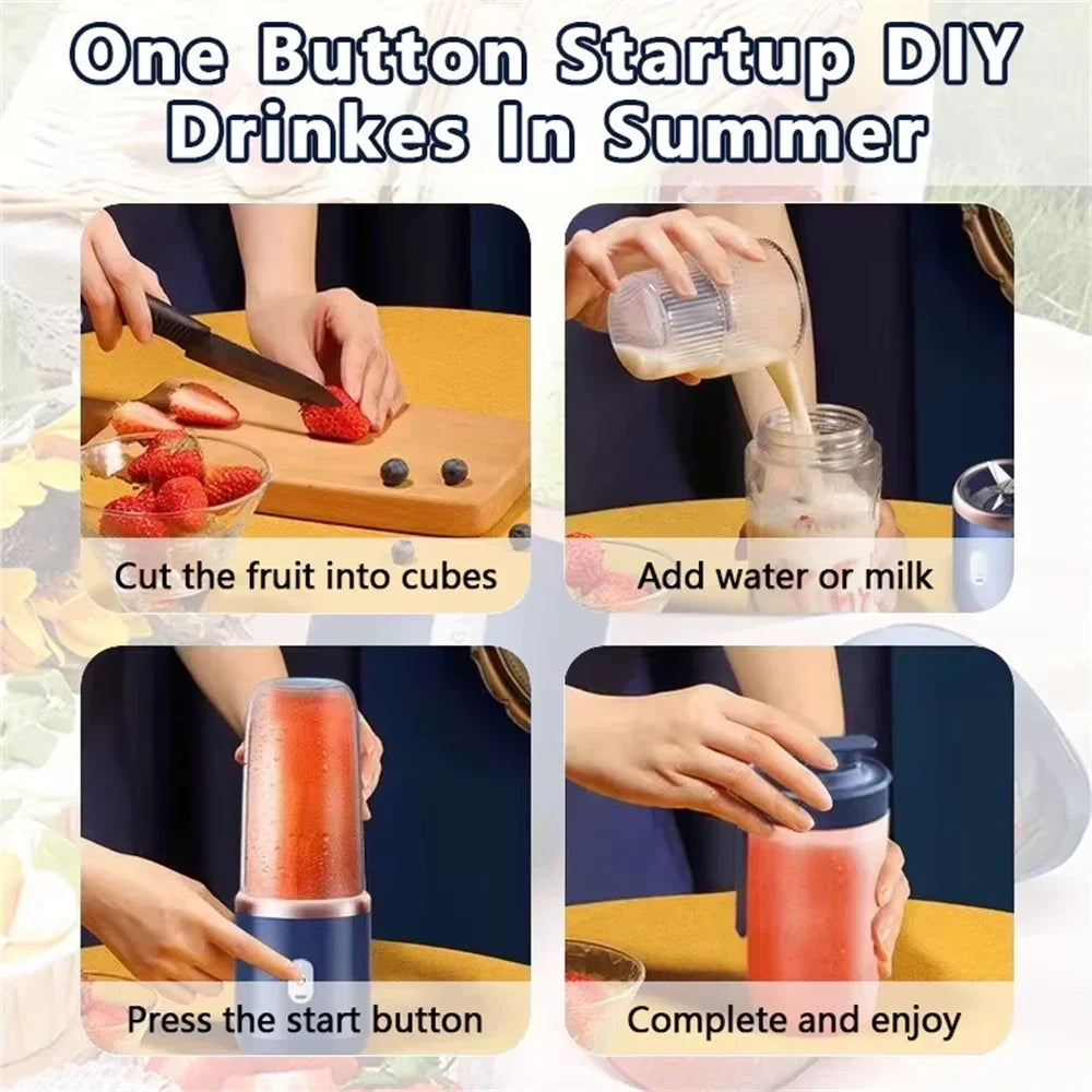 Portable 6-Blade USB Rechargeable Blender for Smoothies, Juices & Baby Food