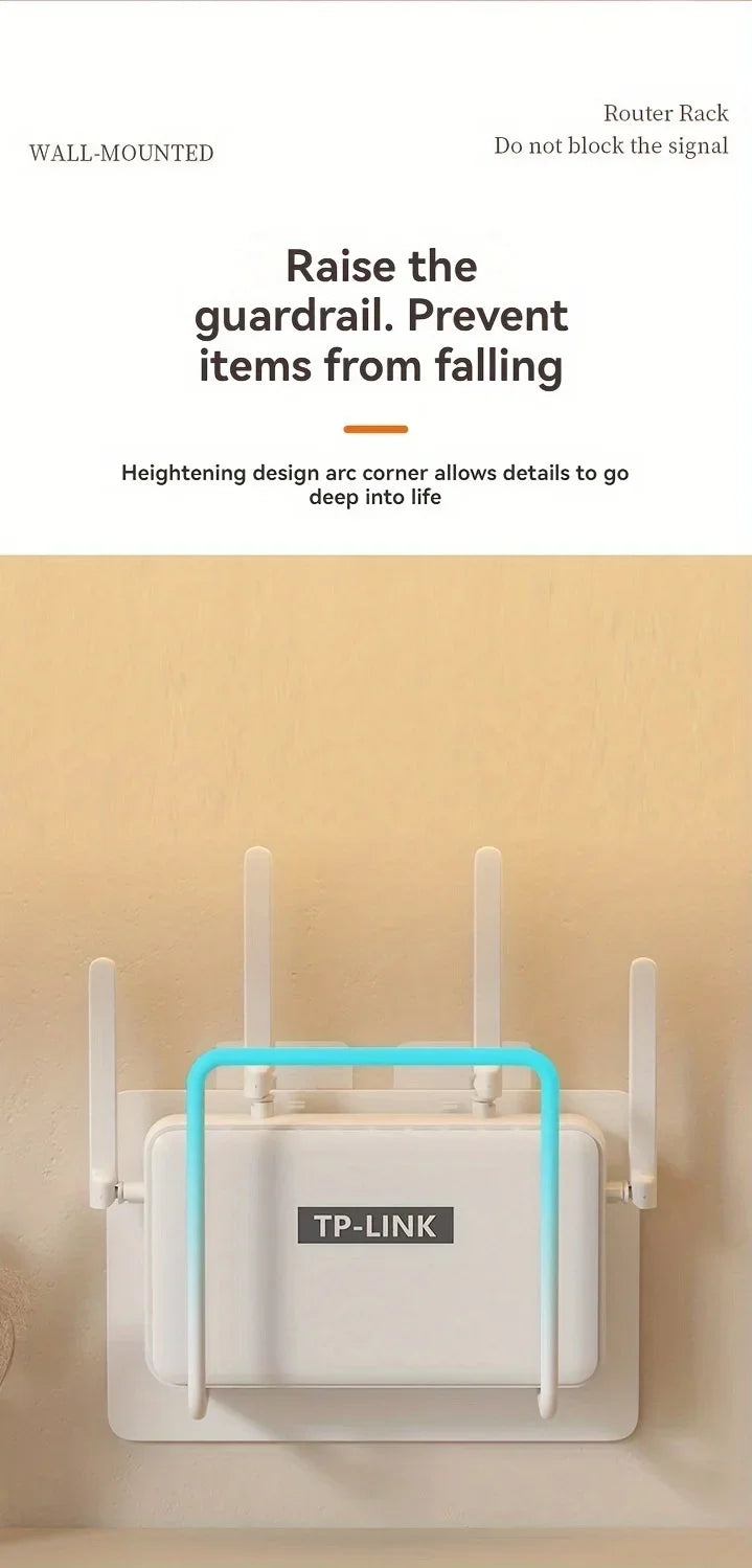 Wall-Mounted Router Shelf – No-Drill Iron Storage Rack for WiFi Router, TV Box & Home Organization