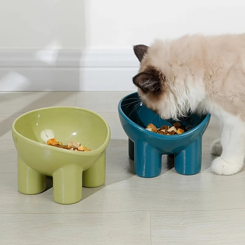 Cuenco Elevado para Gatos con Soporte - Plato Duradero de Plástico para Comida y Agua de Mascotas, Elegante y Moderno, Ergonómico para Cuello de Gatos y Perros