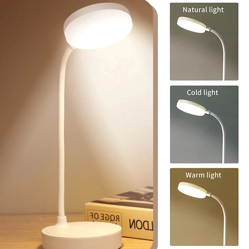 Rechargeable LED Desk Lamp with USB Power – 3 Color Modes & Dimmable Brightness