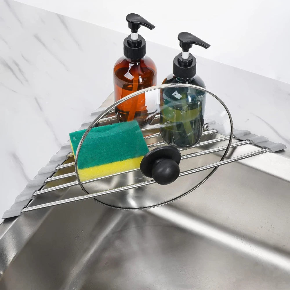 Roll-Up Dish Drying Rack for Over-the-Sink Kitchen Organization