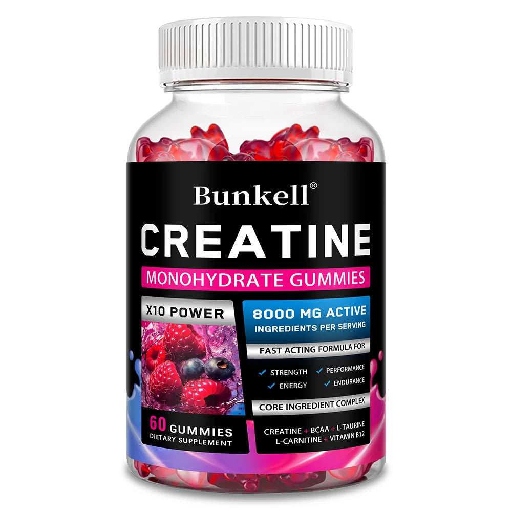 Creatine Monohydrate Gummies – 8000mg Creatine Supplement for Workout Performance, Muscle Strength & Fitness Support