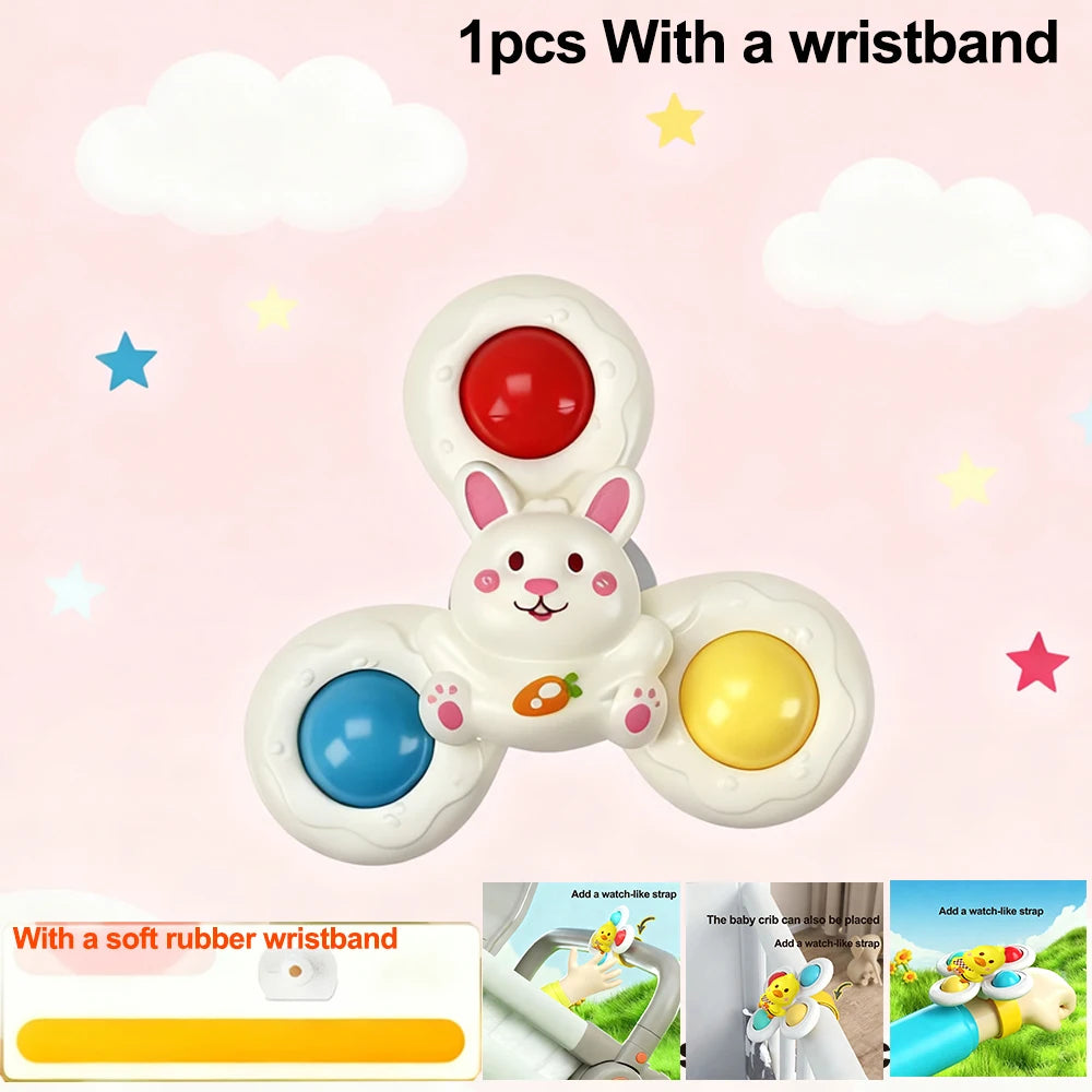 Juguete Giratorio con Ventosa para Bebé, Juego Divertido de Baño, Juguete Educativo para Niños, Aliviador de Estrés Sensorial para Bebés, Regalos de Navidad para Niños