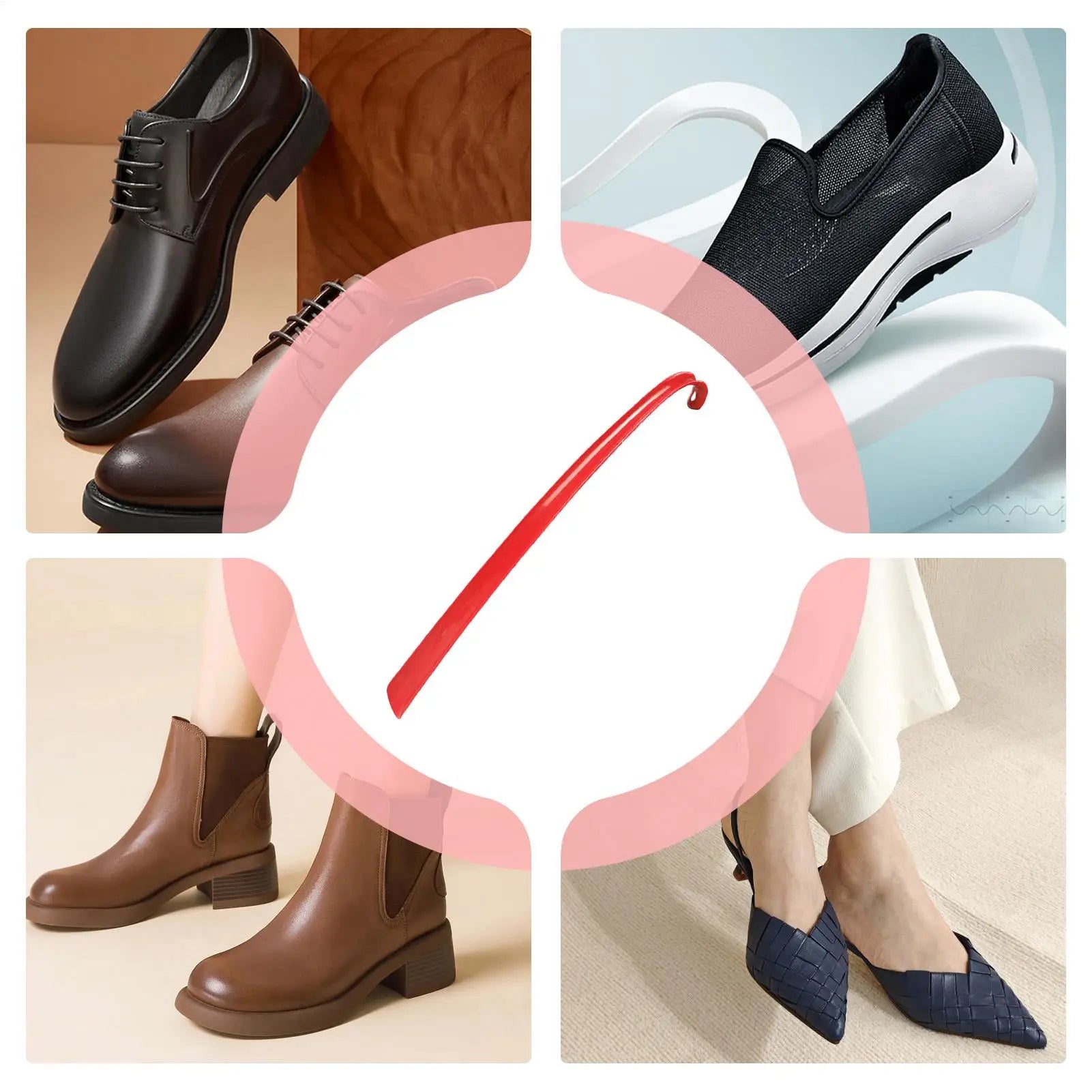 Long Handle Shoe Horn with Grip – 16.7" Easy Shoe Helper for Seniors, Boots, Sneakers & Everyday Footwear