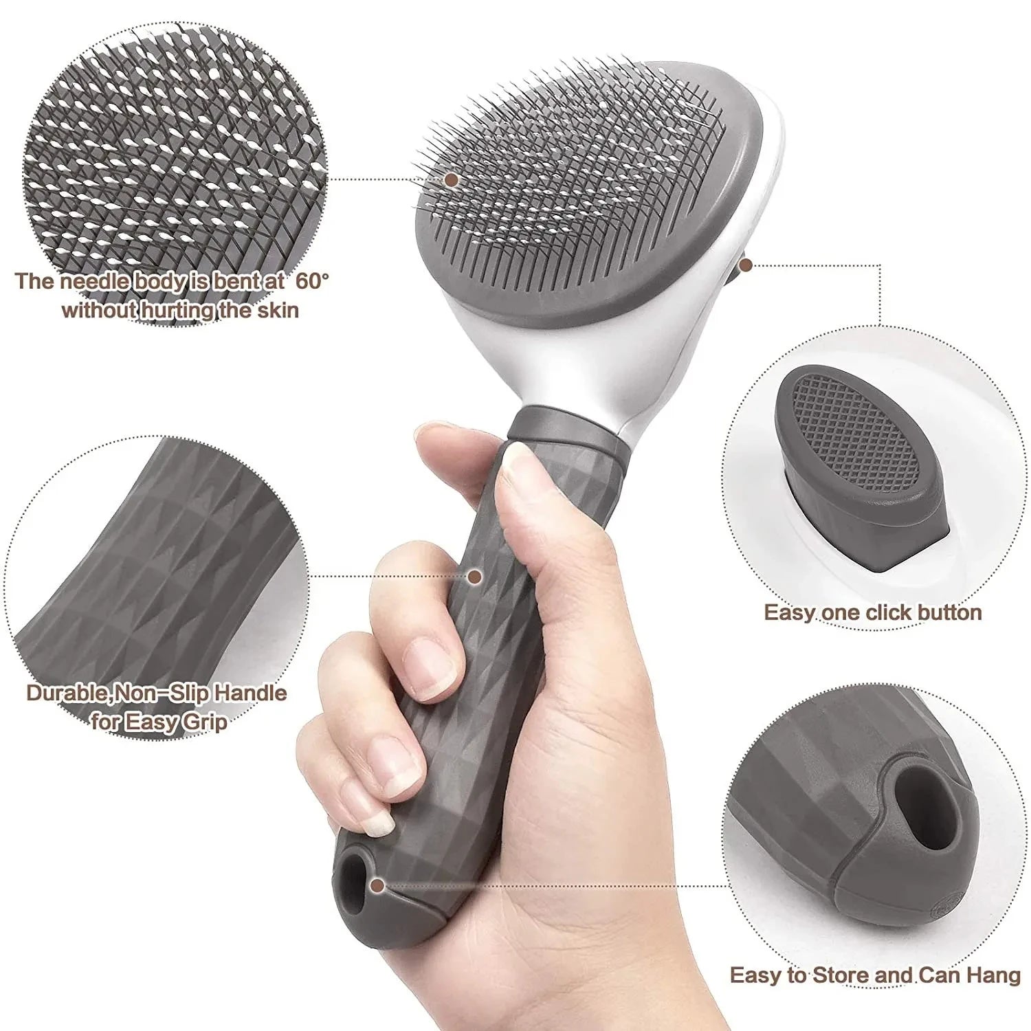 Cepillo para perros, peine para gatos, cepillo autolimpiante para quitar el pelo de mascotas para perros y gatos, herramientas de aseo para mascotas, peine desenredante, accesorios para perros