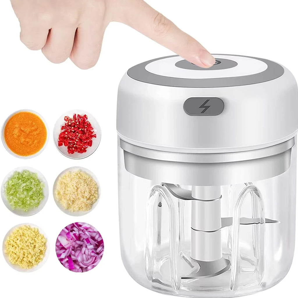 Picador de Alimentos Eléctrico Mini Picador de Ajo Machacador USB Portátil Picadora de Carne para Gadgets de Cocina