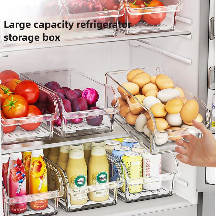 Clear Refrigerator Organizer Bins for Food, Fruit & Drinks