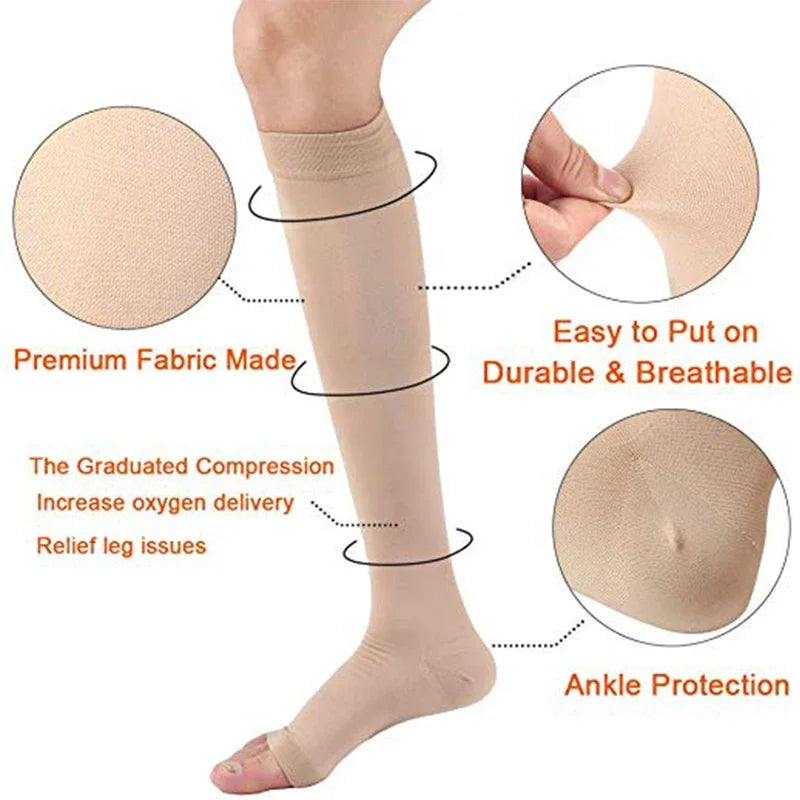 20–30 mmHg Knee High Compression Socks for Women & Men – Graduated Leg Support for Running, Travel, Work & Sports