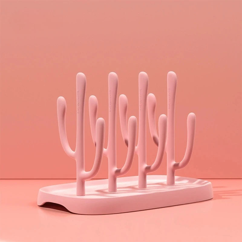 Escurrebotellas de bebé, caja de almacenamiento desmontable, soporte de drenaje con clip para biberones para la limpieza y organización de biberones de leche infantiles y vasos de agua