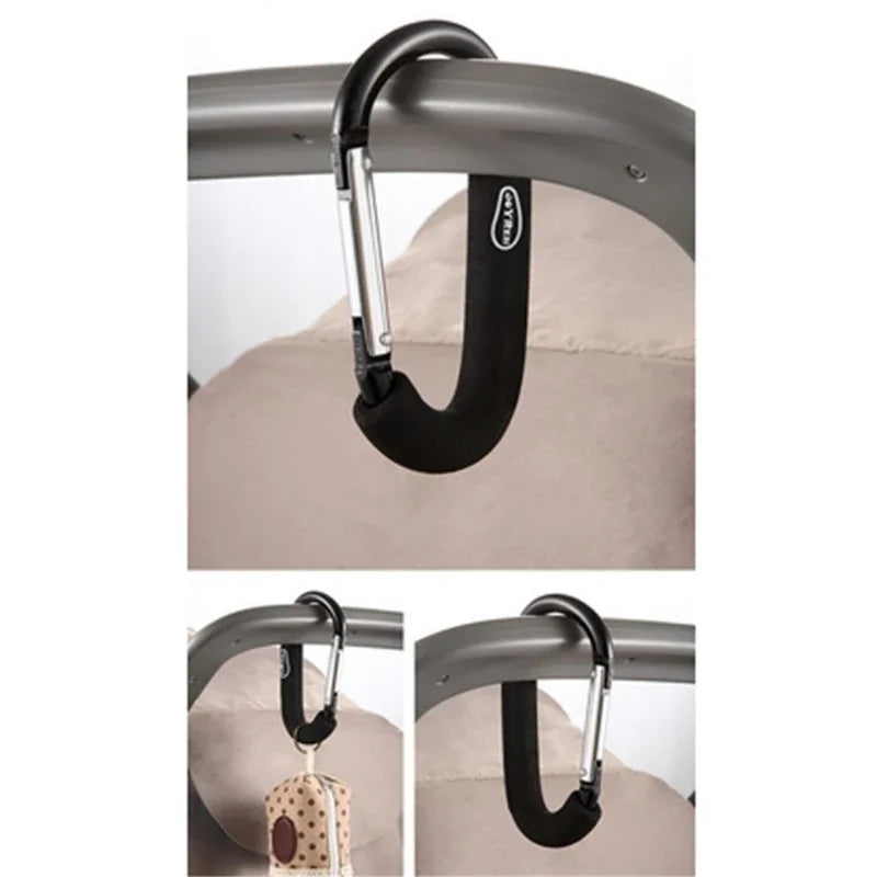 Heavy Duty Stroller Hook – Large Aluminum Carabiner Clip with Foam Handle for Diaper Bags, Groceries & Stroller Organization