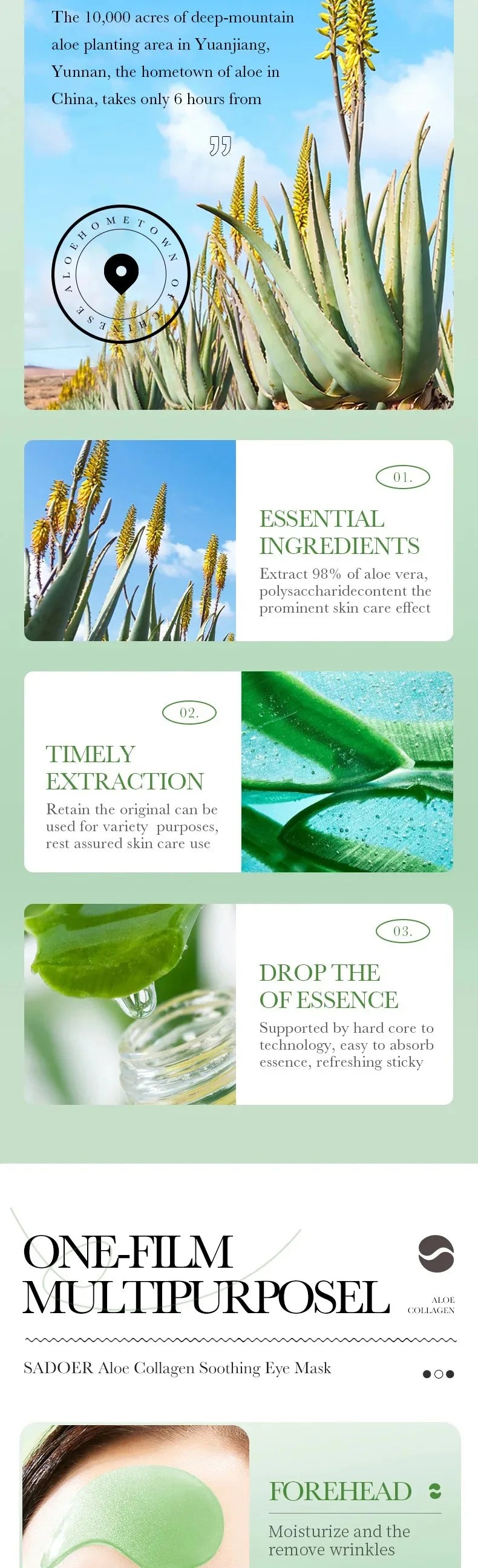 Aloe Vera Collagen Eye Patches – 60 Pcs Anti Dark Circles & Wrinkles