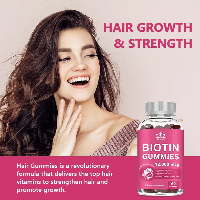 Collagen & Biotin Gummies – Hair, Skin, Nails & Joint Support with Blueberry Flavor