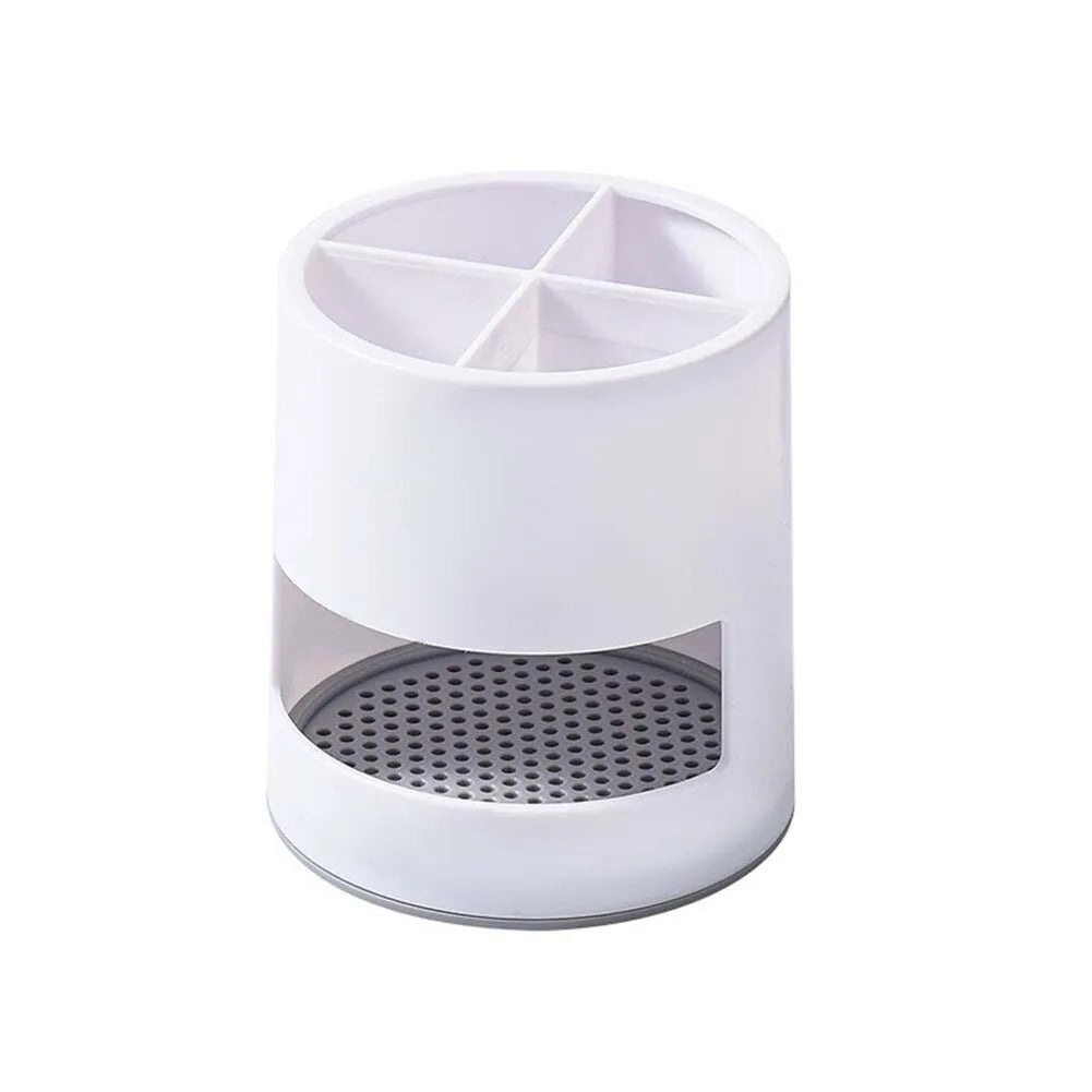 Multi-Purpose Toothbrush Holder with Drain Tray & Storage Organizer