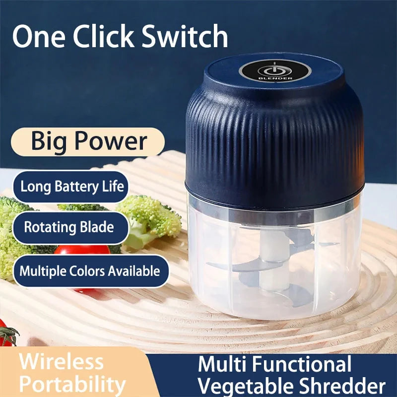 Mini picadora de verduras eléctrica inalámbrica USB recargable de 250 ml, triturador de ajos, picadora de alimentos para la cocina