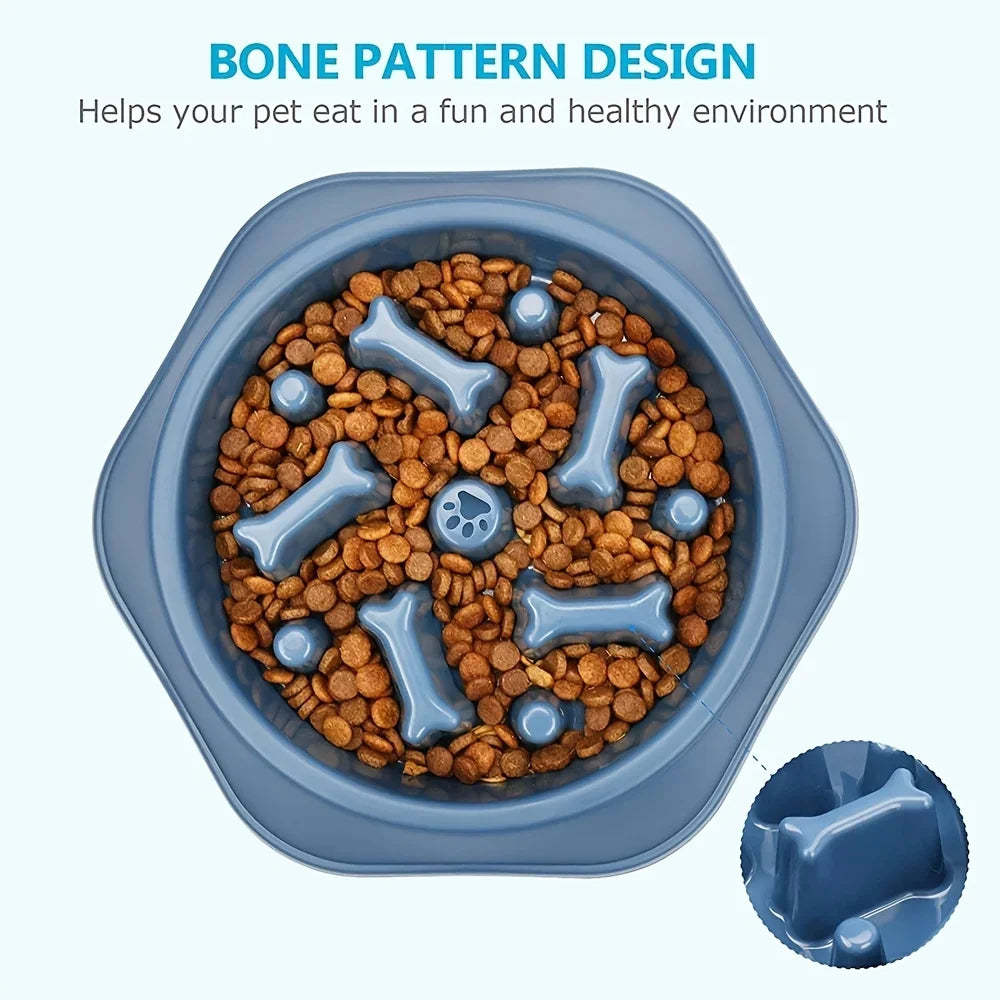 Large Capacity Slow Feeder Pet Bowl – Anti-Choking Puzzle Food Dish for Dogs & Cats with Non-Slip Base
