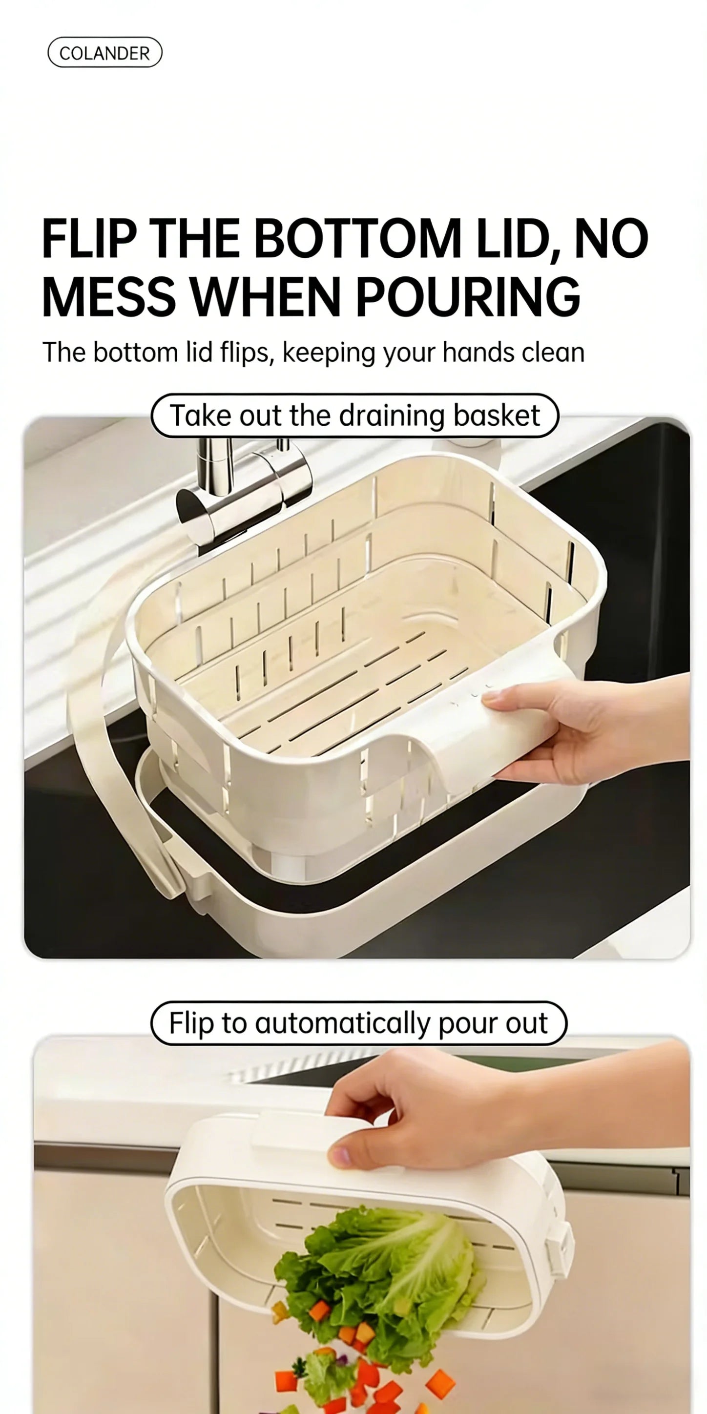 Colador de fregadero plegable y expandible colgante, cesta de filtro para residuos de alimentos y frutas, colador de fregadero ahorrador de espacio para cocina doméstica