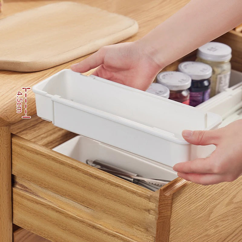 Organizador de cajones Bandeja de utensilios expandible para cocina Cubiertos ajustables y soporte para cubiertos Organizador de ropa de cubiertos blanco
