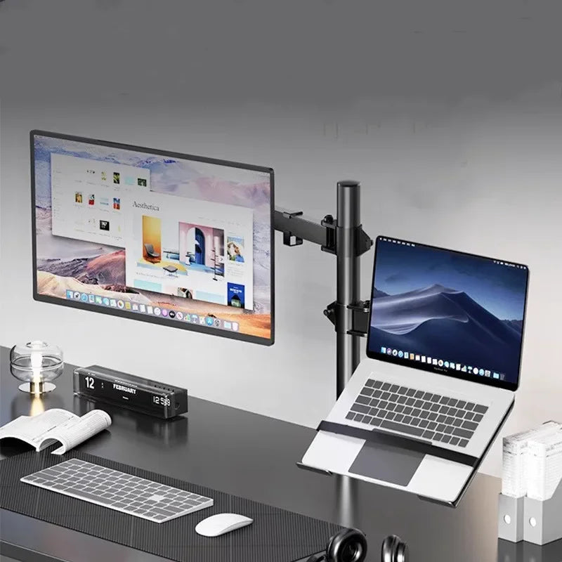 Dual Monitor Stand for 27 Inch Screens with Adjustable Height, Tilt & 360° Rotation