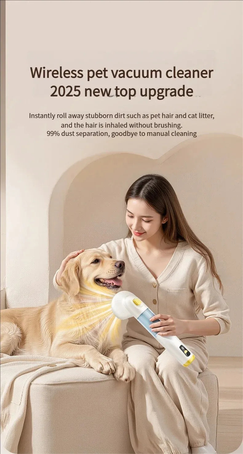 Aspiradora para Mascotas con Tecnología Ciclónica, Multifuncional, Fuerte Succión para la Eliminación de Pelo de Mascotas en Coches y Limpieza del Hogar