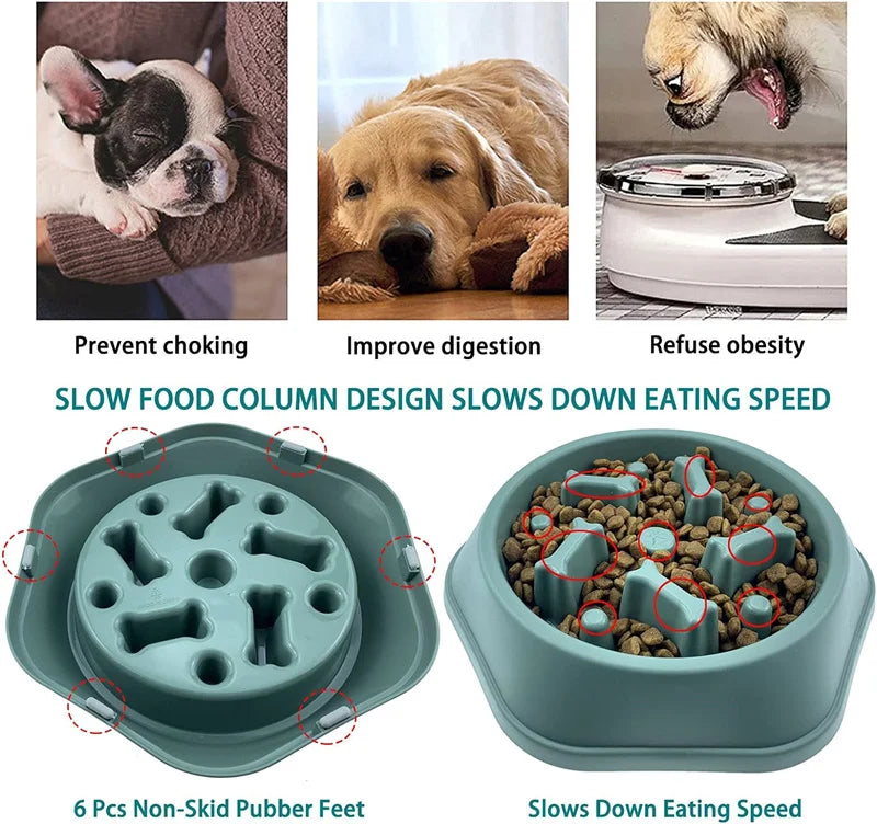 Tazón para perros de alimentación lenta, antiquemaduras, cuenco para comida para cachorros, antideslizante, para mascotas, cuencos para perros de alimentación lenta, comederos de rompecabezas para perros pequeños y medianos